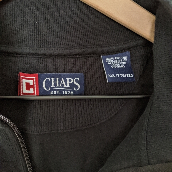 👣Chaps by Ralph Lauren Black Mock 1/4 Zip Pullover Sweater - Picture 2 of 3